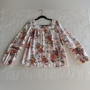 Lauren Conrad Floral Long Sleeves Top Size Medium